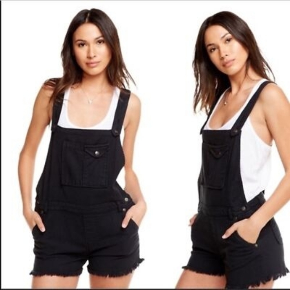 Chaser | Denim Shortalls Black Size Medium